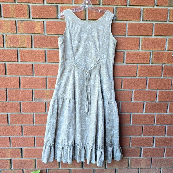 Vintage sage Green Button-Front Dress Adjustable Back - Picture 2 of 9